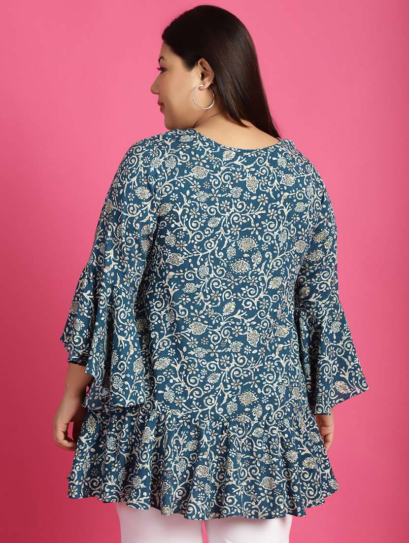 women v neck printed high-low top - 21532427 -  Standard Image - 3