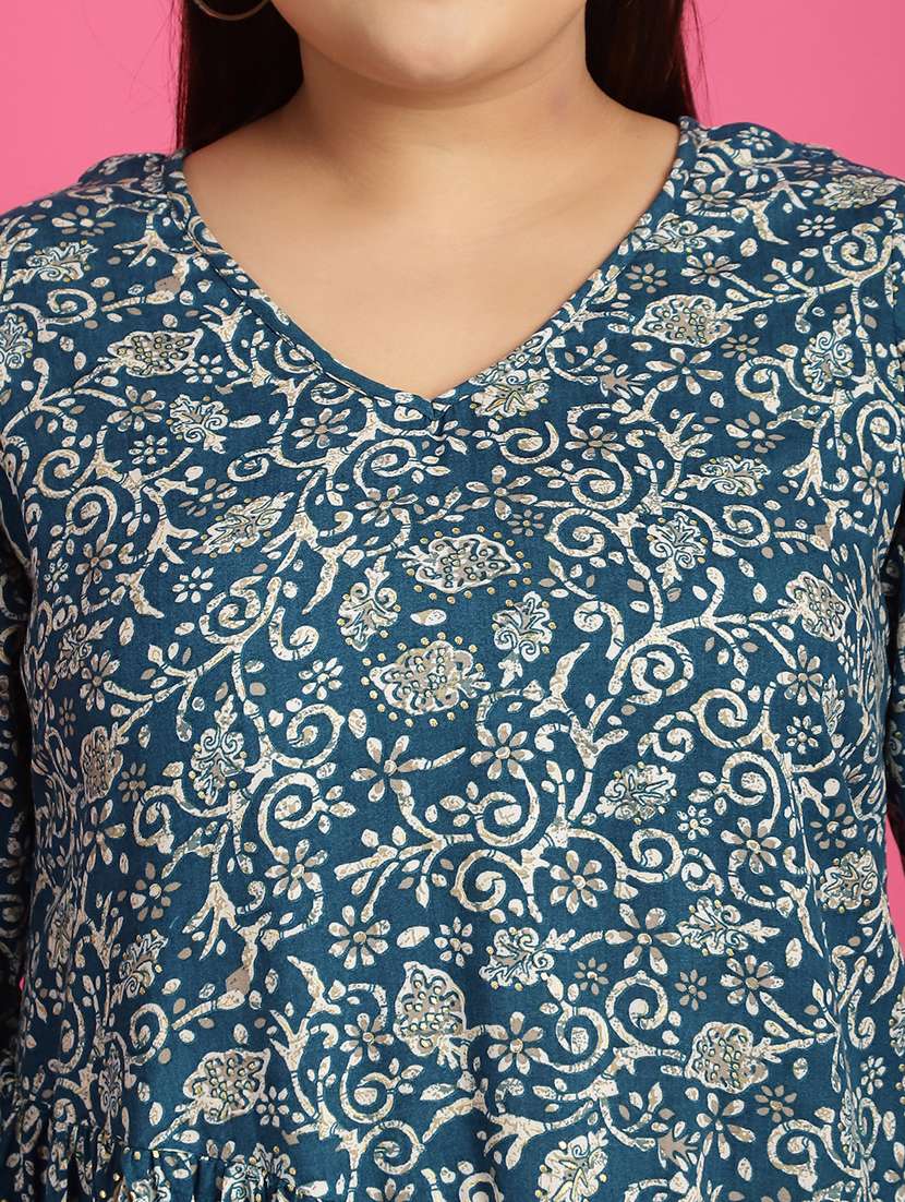 women v neck printed high-low top - 21532427 -  Standard Image - 5