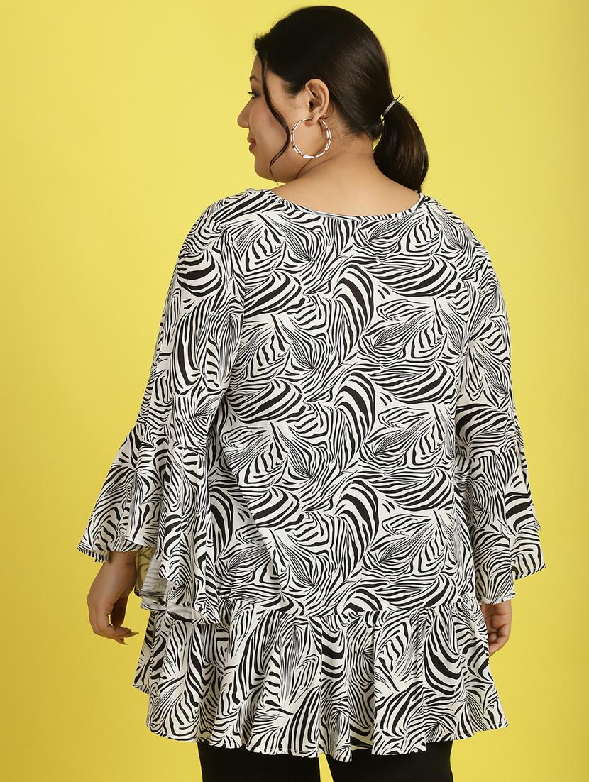 women v neck printed high-low top - 21532429 - Standard Image - 3