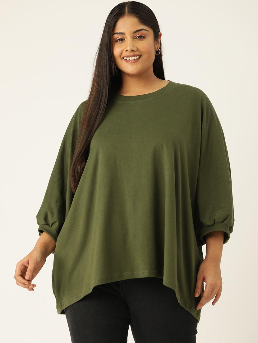 women round neck solid regular top - 21532971 -  Zoom Image - 0