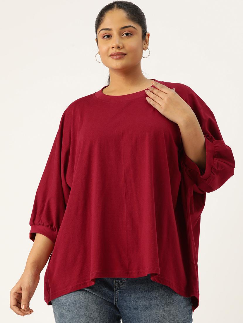 women round neck solid regular top - 21532978 -  Zoom Image - 0