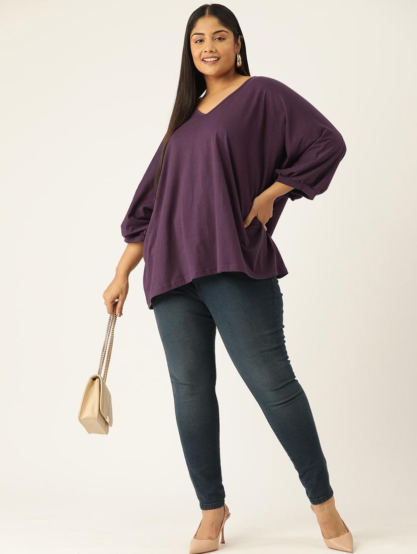 women v-neck solid regular top - 21532979 - Standard Image - 3