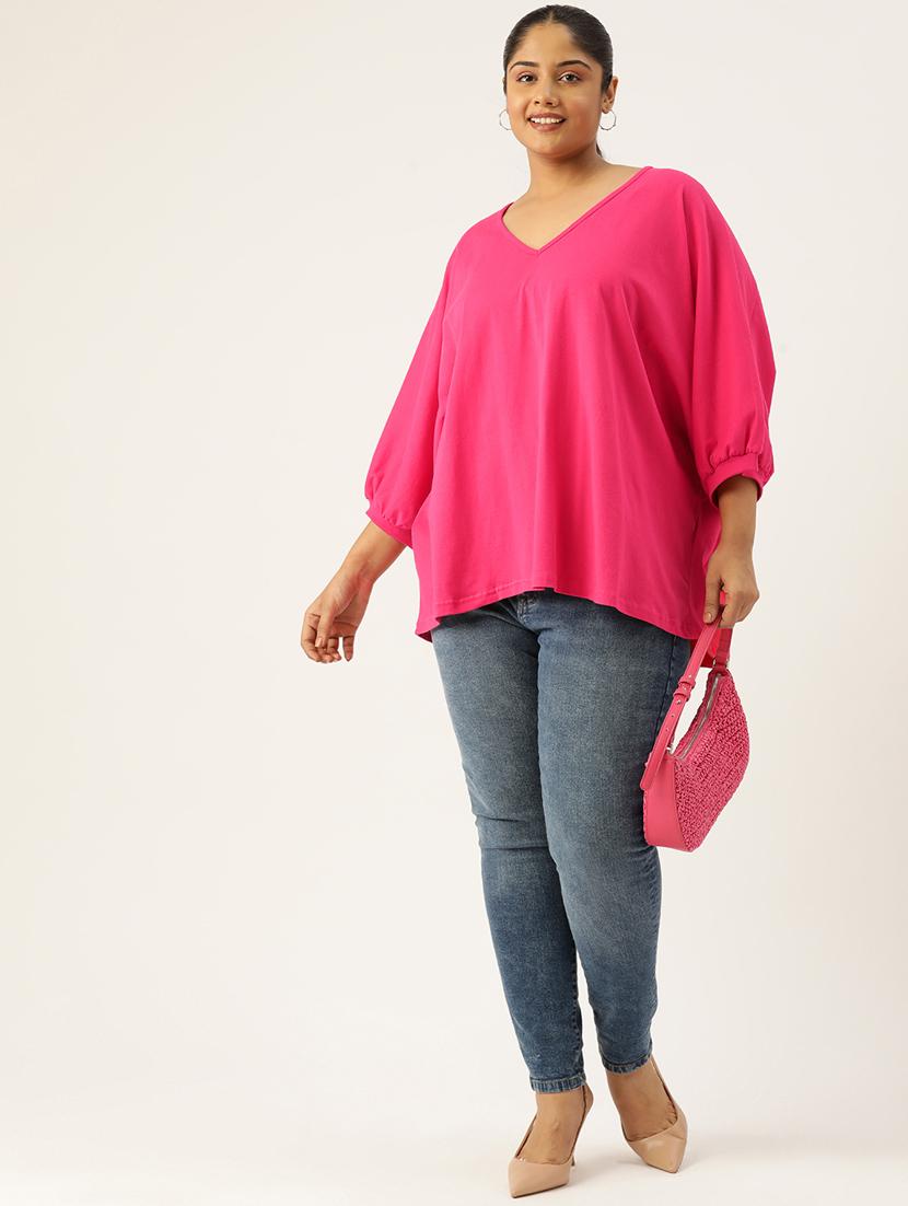 women v-neck solid regular top - 21532980 - Standard Image - 3