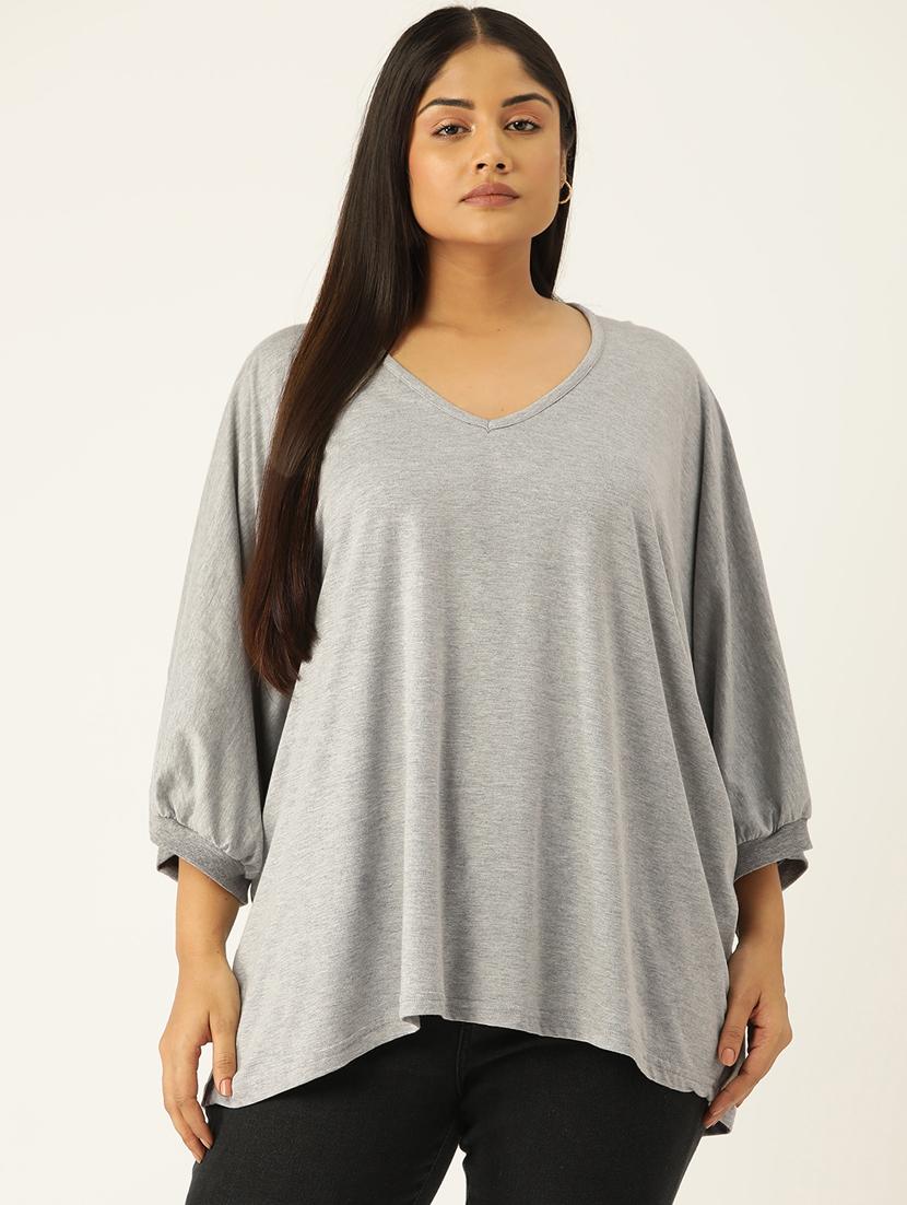 women v-neck solid regular top - 21532984 -  Zoom Image - 0