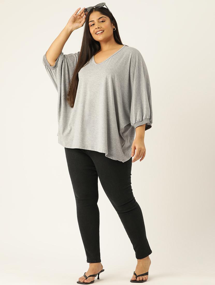 women v-neck solid regular top - 21532984 - Standard Image - 3