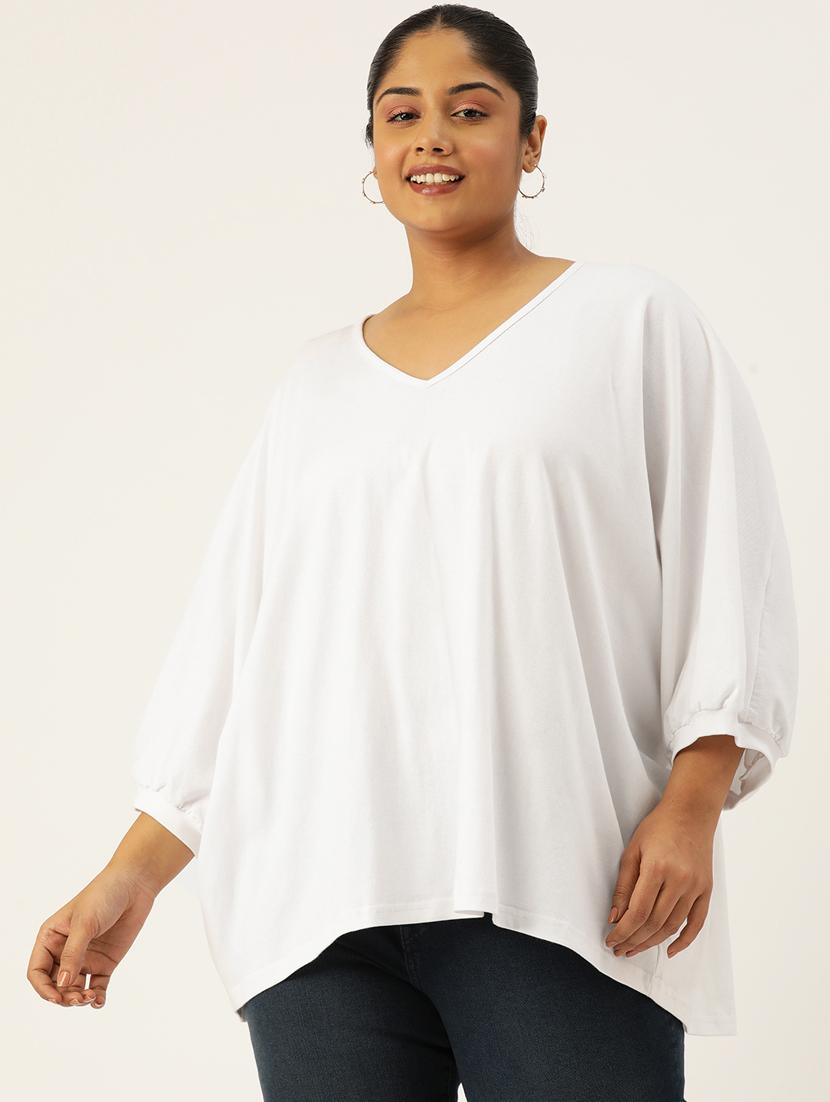 women v-neck solid regular top - 21532985 -  Zoom Image - 0