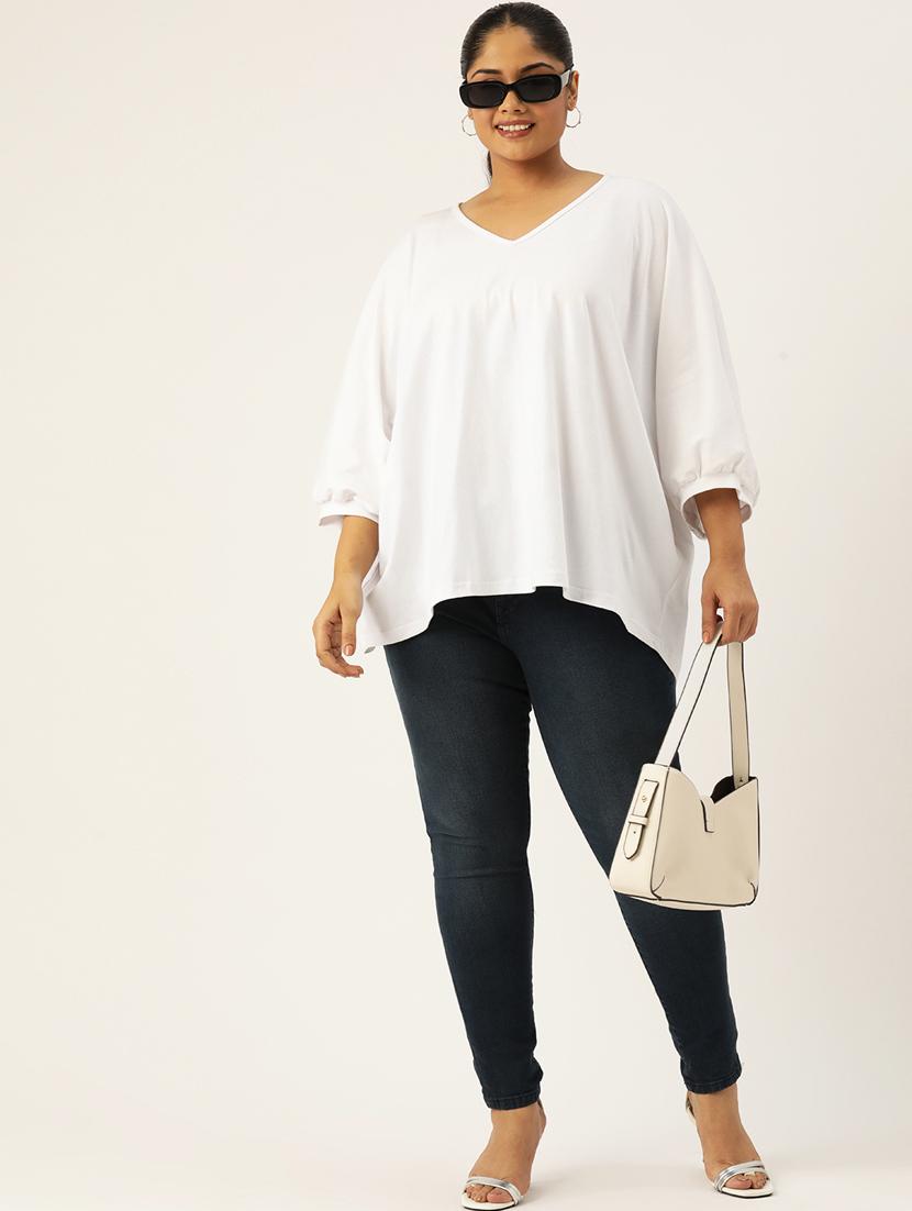 women v-neck solid regular top - 21532985 - Standard Image - 3