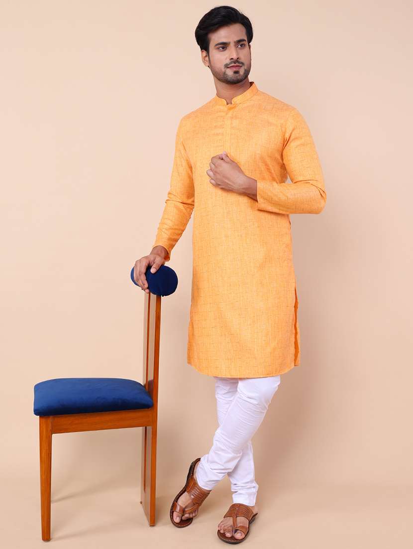 men self design kurta churidar ethnic wear set