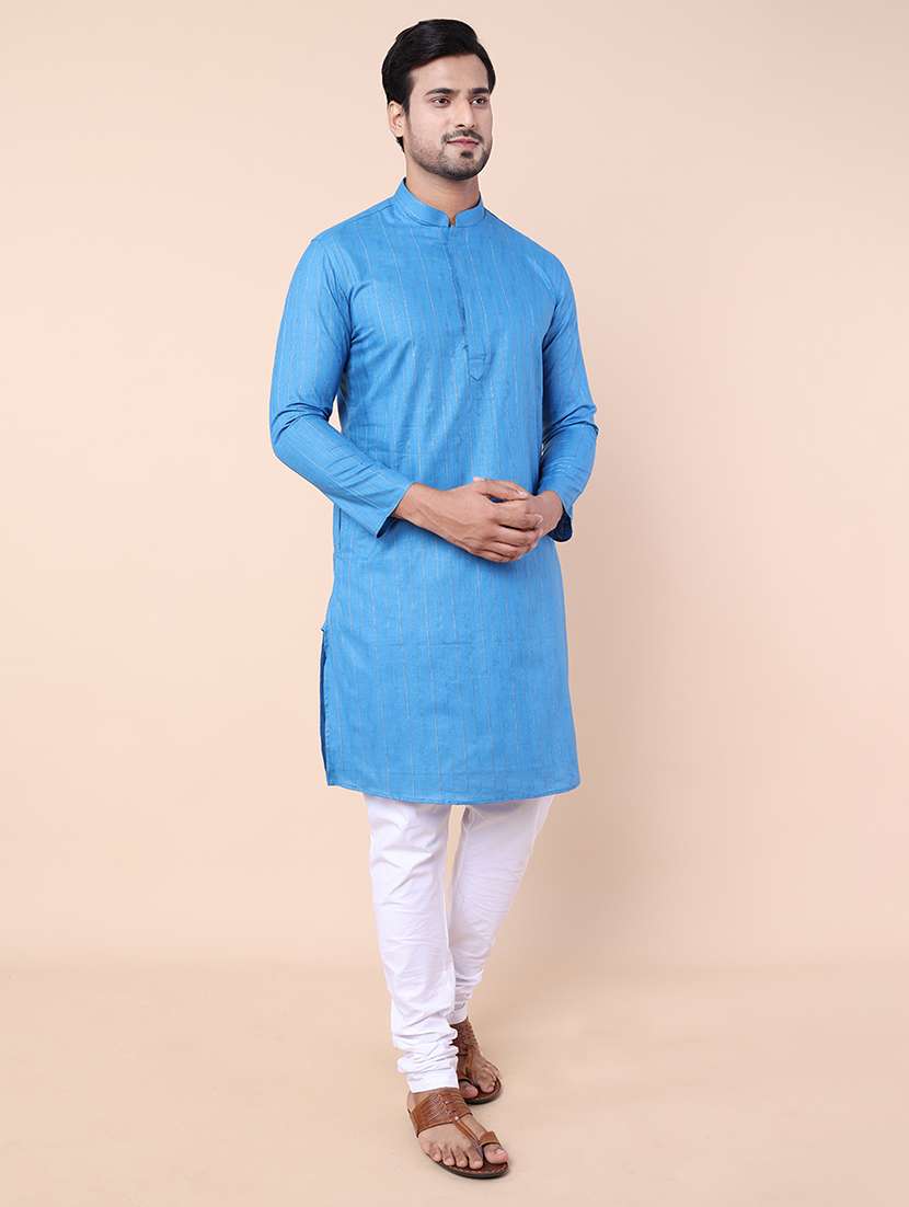 men striped kurta churidar ethnic wear set - 21533026 - Standard Image - 3