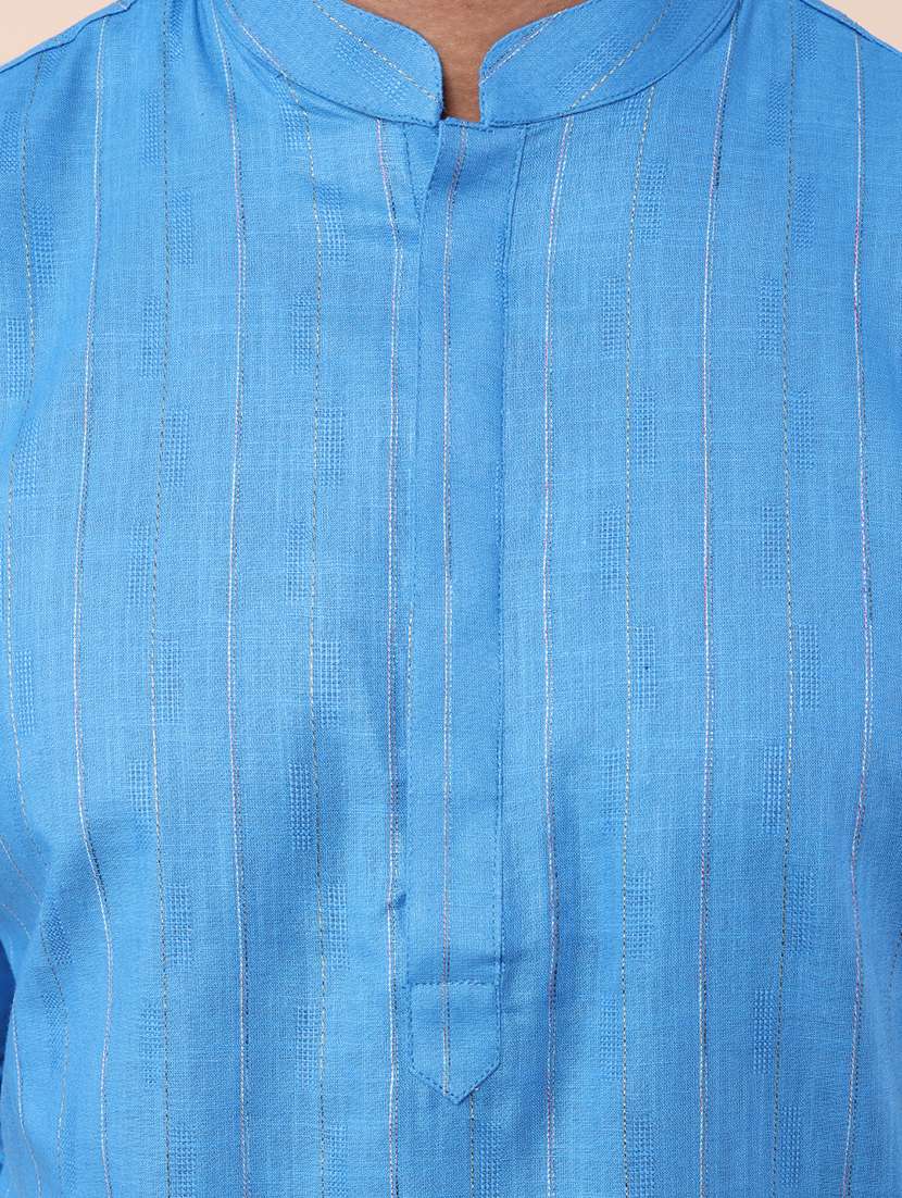 men striped kurta churidar ethnic wear set - 21533026 - Standard Image - 5