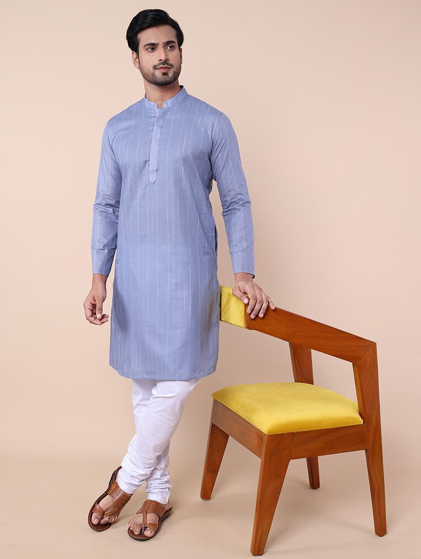 men striped kurta churidar ethnic wear set - 21533029 -  Zoom Image - 0