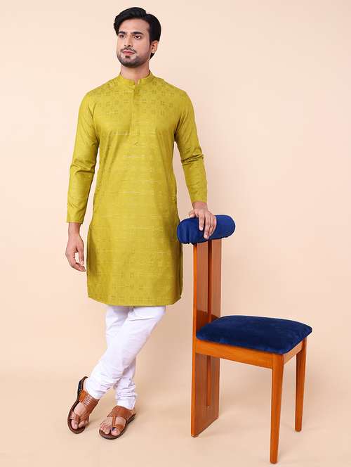 men self design kurta churidar ethnic wear set - 21533038 - Standard Image - 0