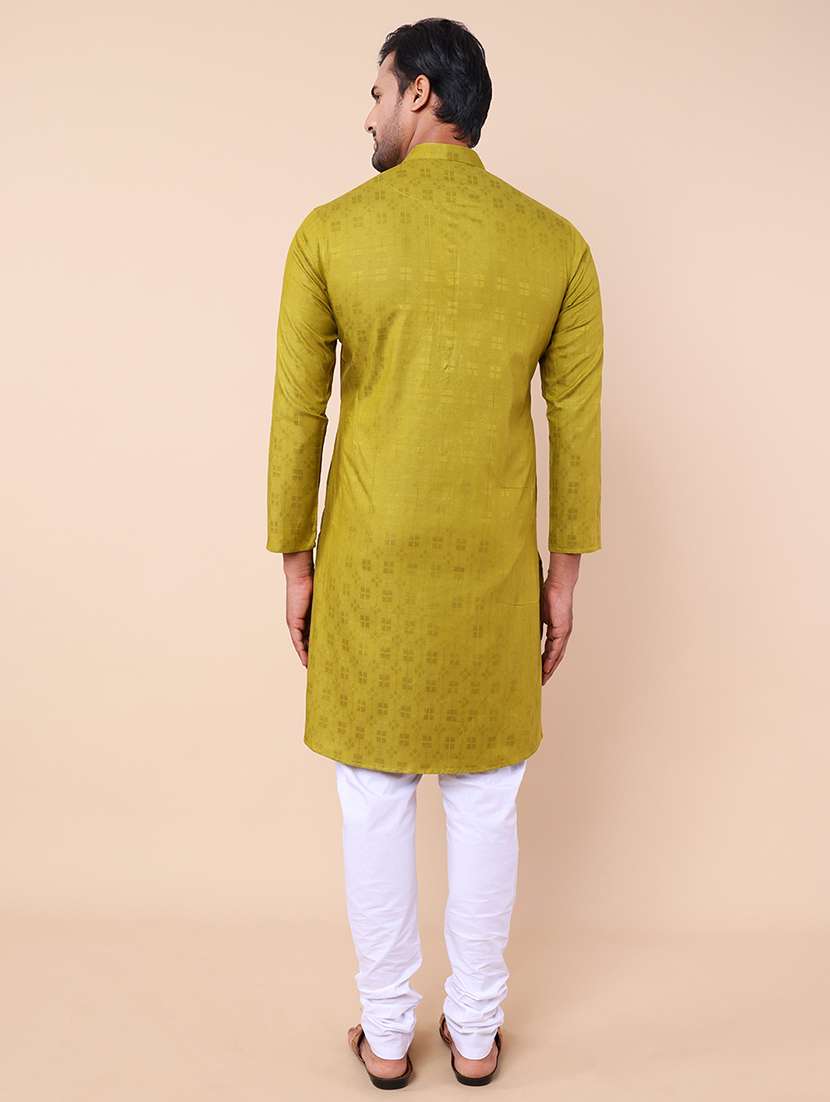 men self design kurta churidar ethnic wear set - 21533038 - Standard Image - 3