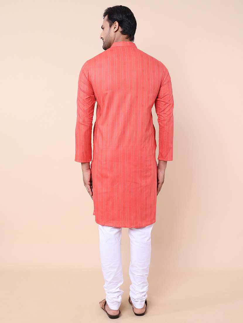 men striped kurta churidar ethnic wear set - 21533042 - Standard Image - 3