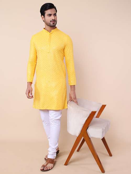 men embroidered kurta churidar ethnic wear set - 21533050 - Standard Image - 0