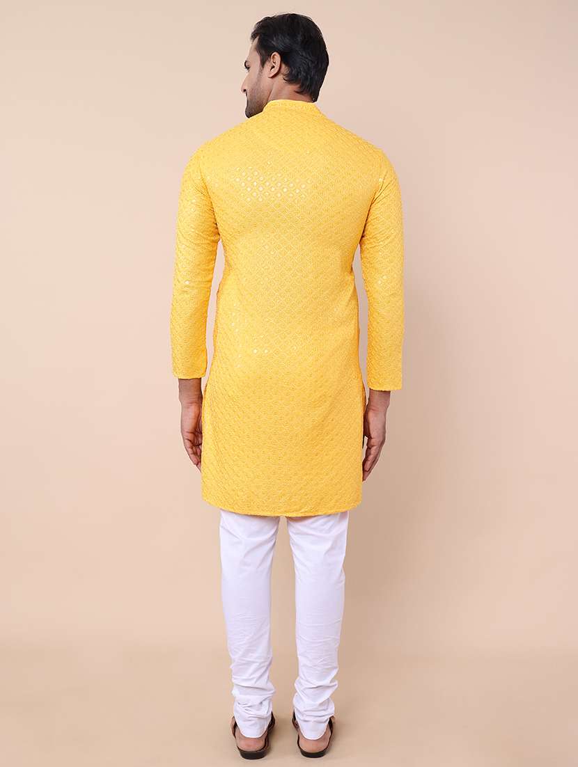 men embroidered kurta churidar ethnic wear set - 21533050 - Standard Image - 3