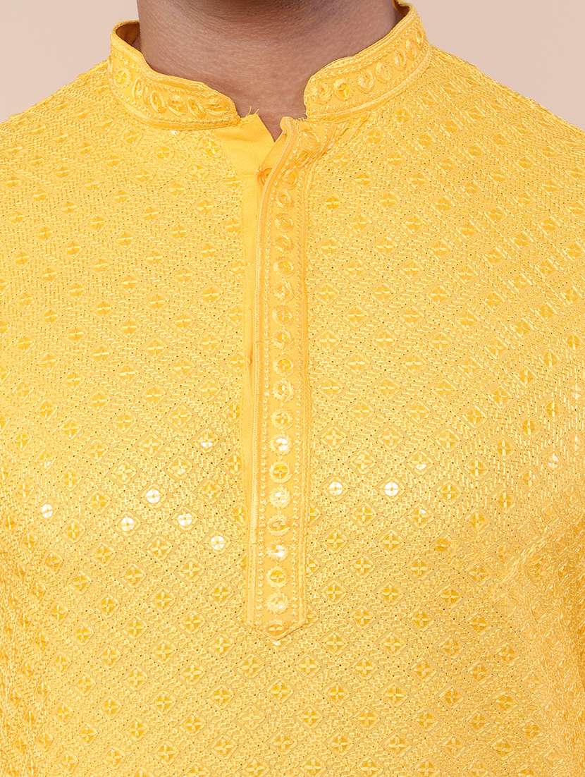 men embroidered kurta churidar ethnic wear set - 21533050 - Standard Image - 5
