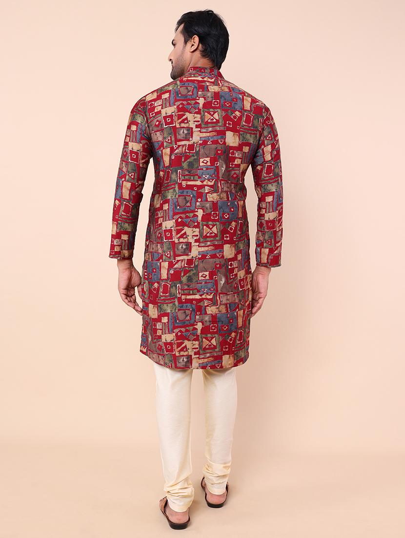 men printed kurta churidar ethnic wear set - 21533061 - Standard Image - 3