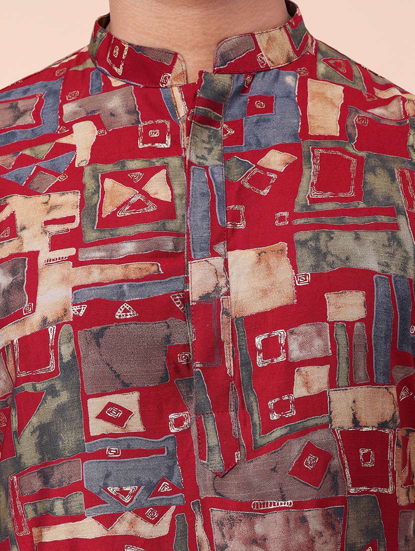 men printed kurta churidar ethnic wear set - 21533061 - Standard Image - 5