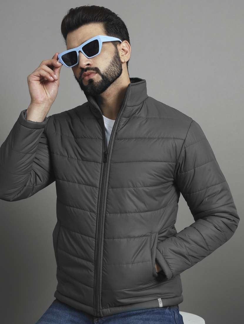 men long sleeves solid quilted jacket