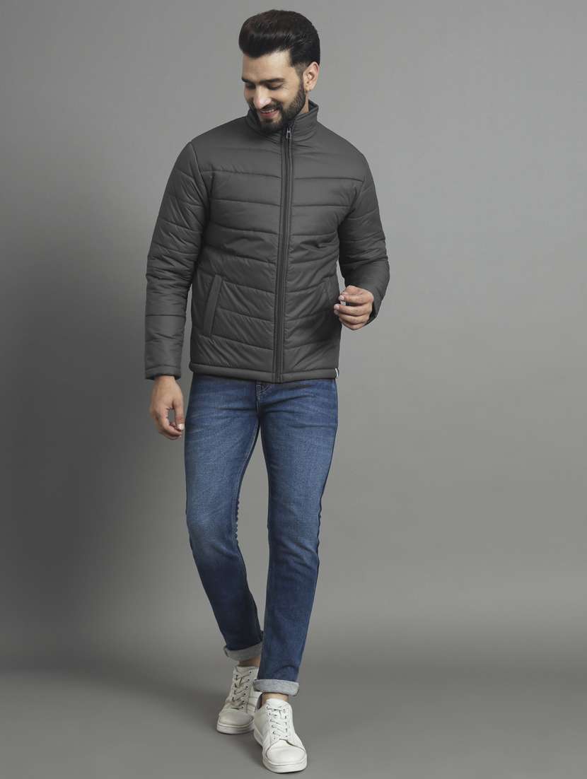 men long sleeves solid quilted jacket - 21533121 -  Standard Image - 3