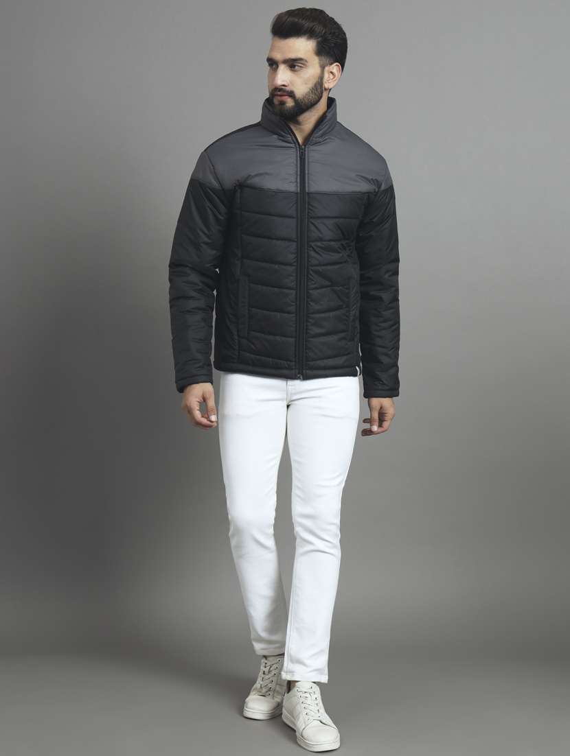 men long sleeves color block quilted jacket - 21533125 -  Standard Image - 3