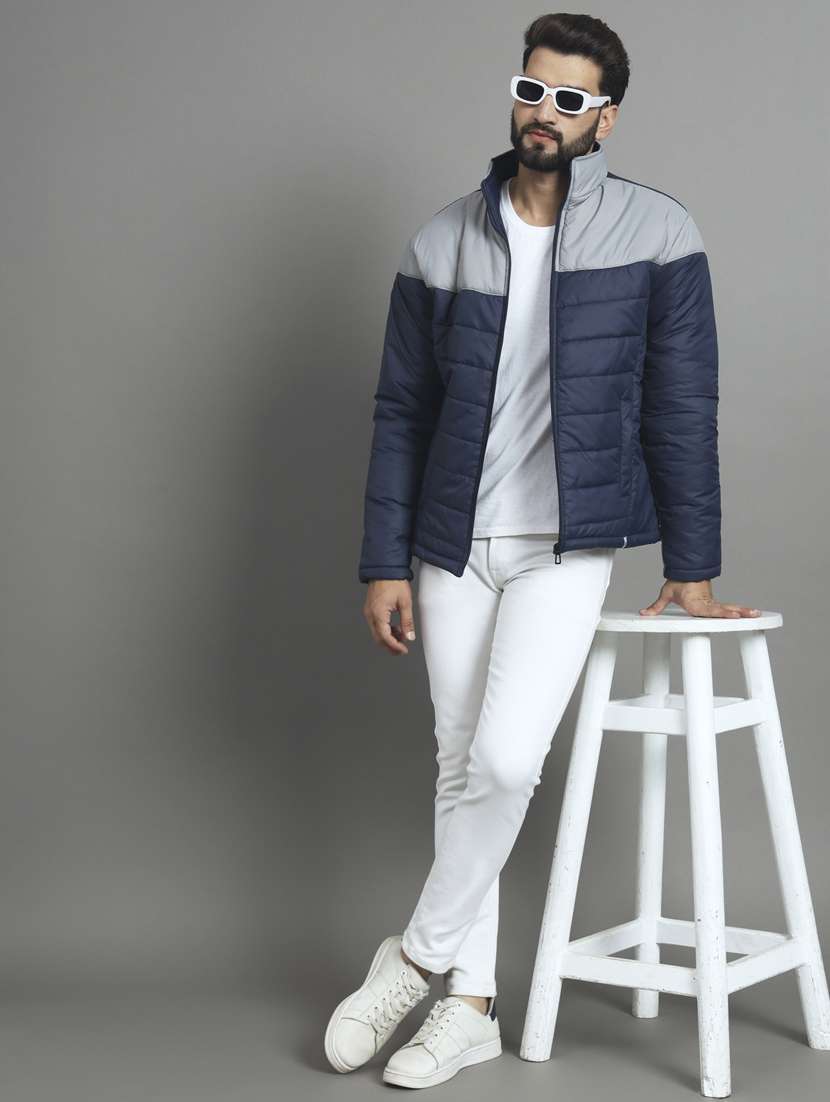 men color block stand collar quilted jacket - 21533126 -  Standard Image - 3