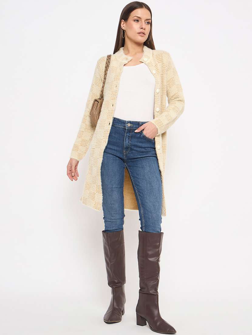 women self designed long sleeve cardigan - 21533199 -  Standard Image - 3