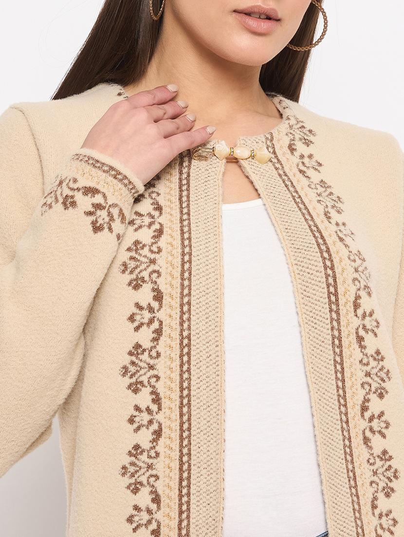 women self designed long sleeve cardigan - 21533213 - Standard Image - 3