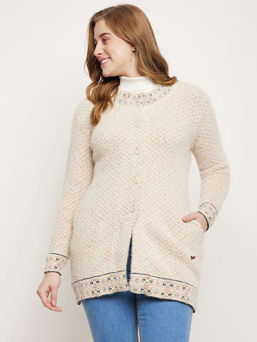 women self designed long sleeve cardigan