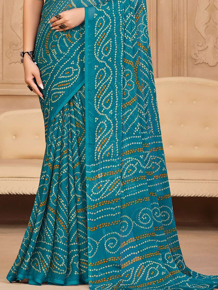 women bandhani printed saree with blouse - 21533410 -  Standard Image - 3