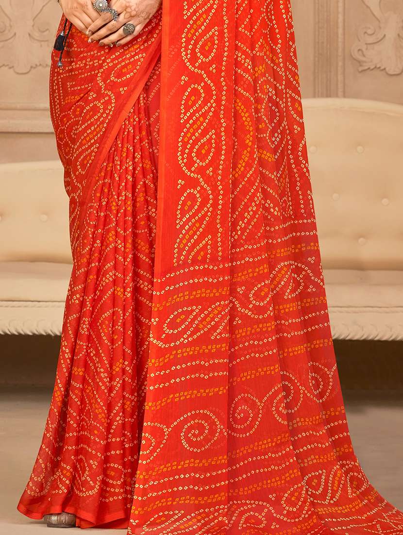 women bandhani printed saree with blouse - 21533411 -  Standard Image - 3