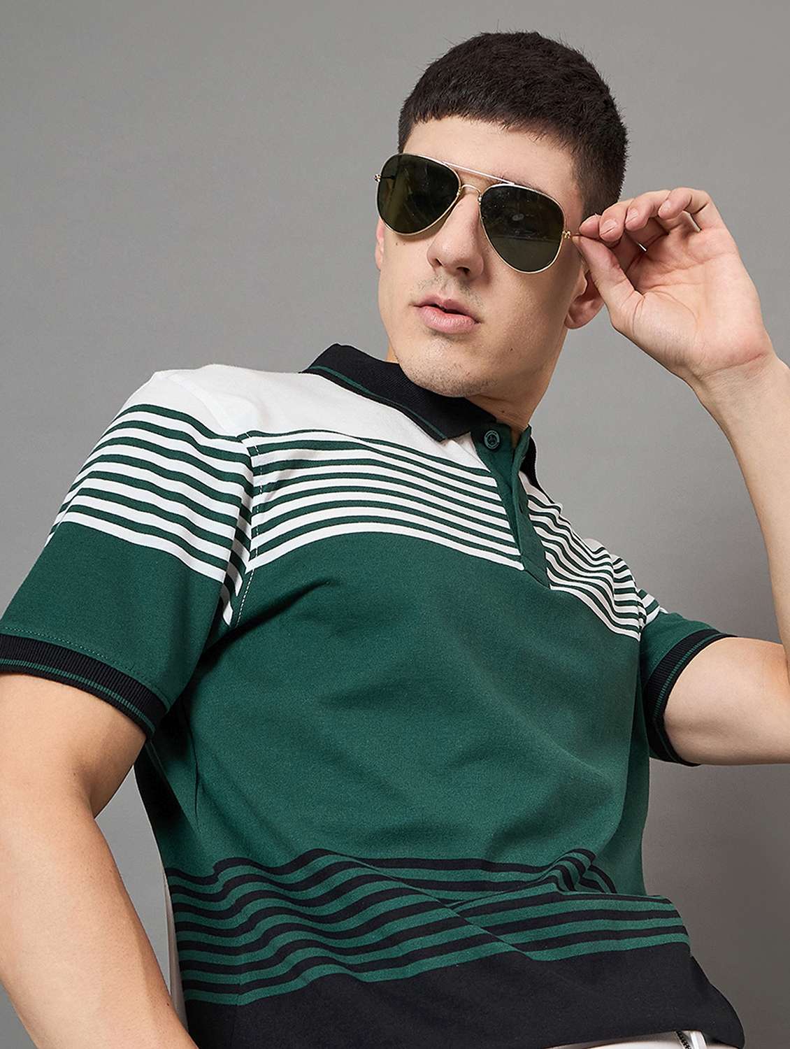 men polo neck striped t-shirt - 21533449 - Standard Image - 3