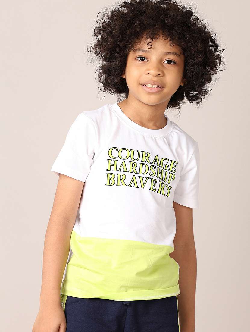 boys white typography shorts set - 21533454 -  Standard Image - 3
