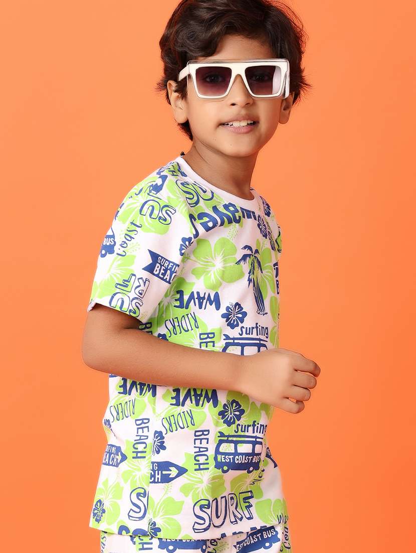 boys round neck printed shorts set - 21533456 -  Standard Image - 3