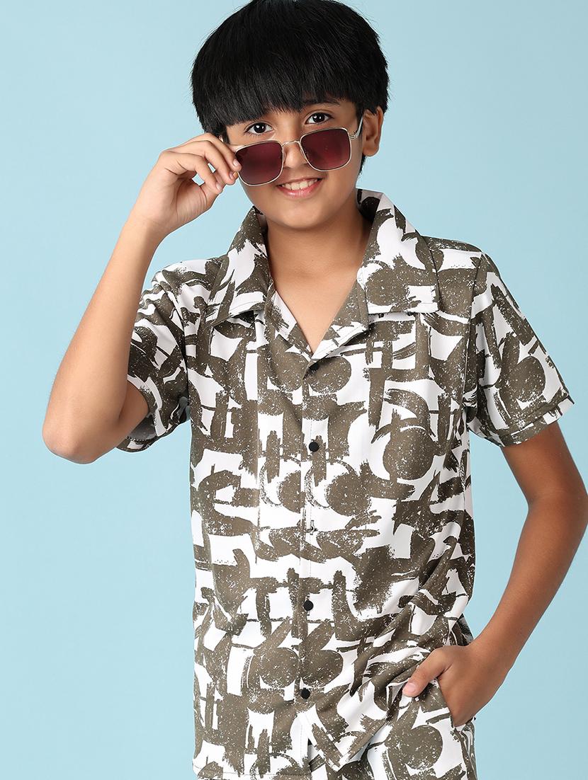 boys olive printed shorts set - 21533462 - Standard Image - 3