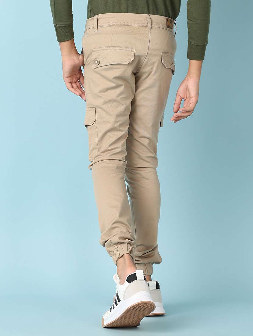 boys beige solid mid rise cargos - 21533474 -  Standard Image - 3