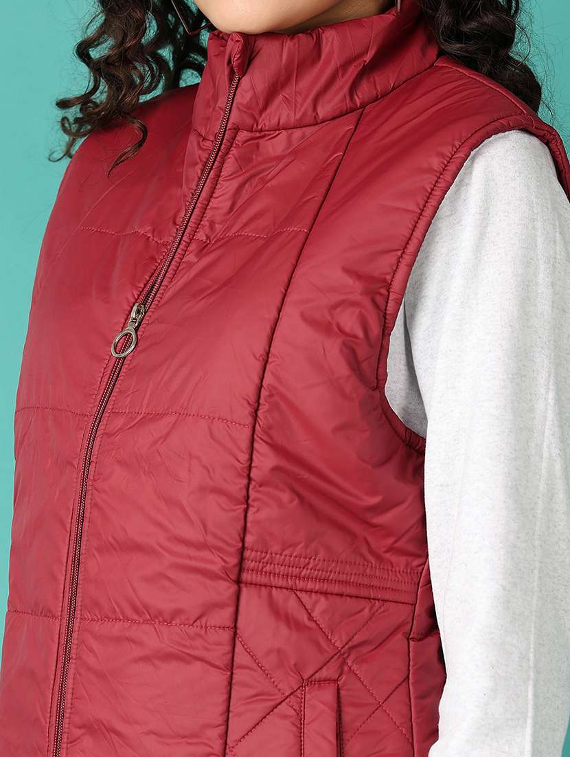 women solid sleeveless quilted jacket - 21533539 -  Standard Image - 5