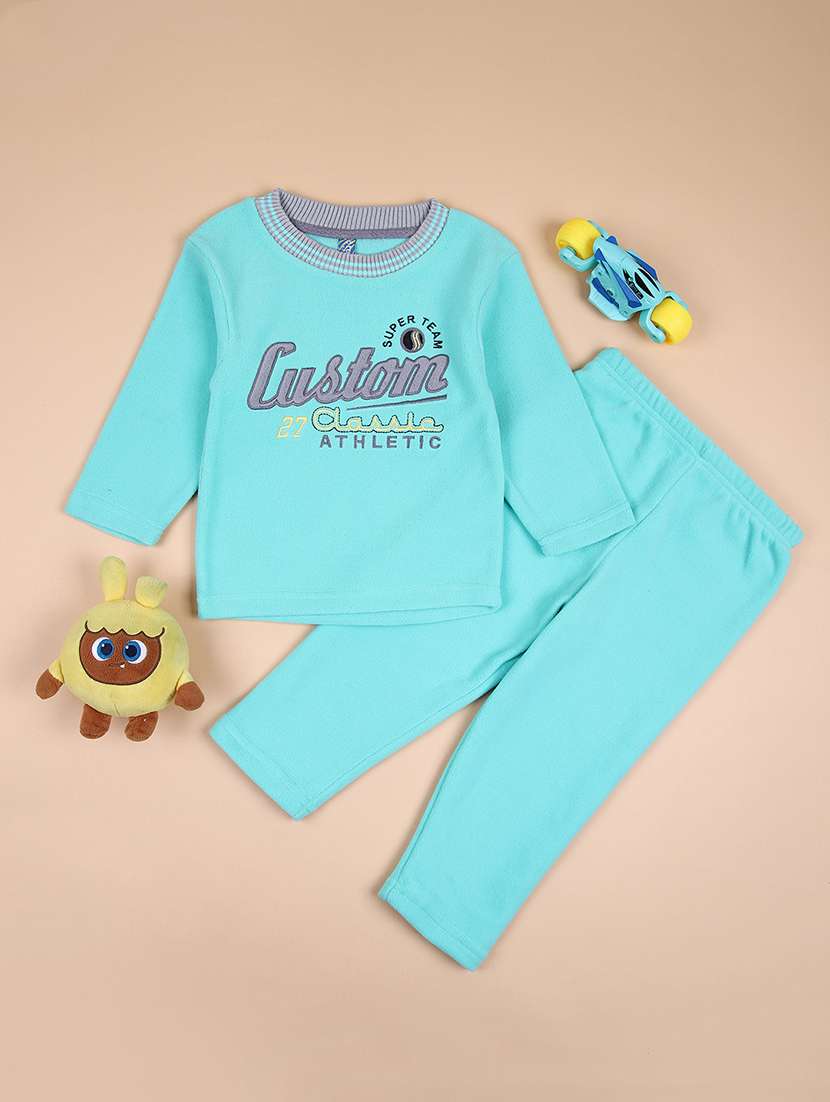 boys typographic casual wear full length set