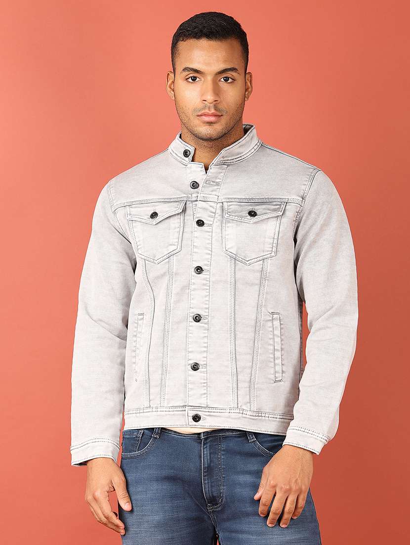 men long sleeves solid denim casual jacket
