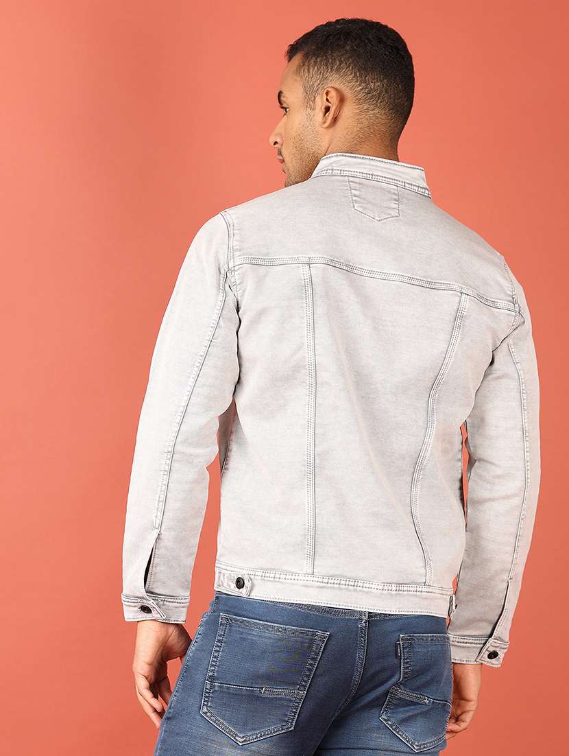 men long sleeves solid denim casual jacket - 21533572 -  Standard Image - 3