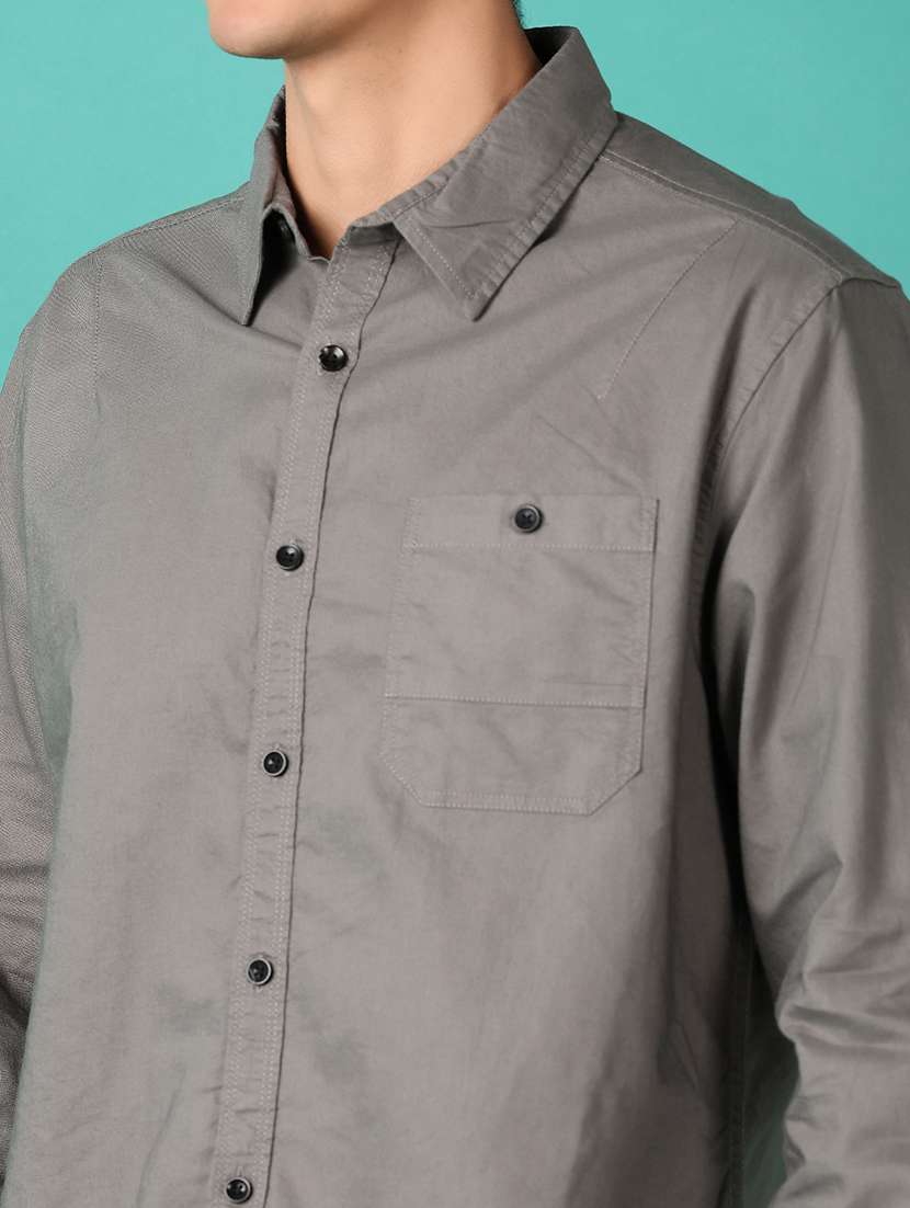 men solid long sleeve casual shirt - 21533575 - Standard Image - 5