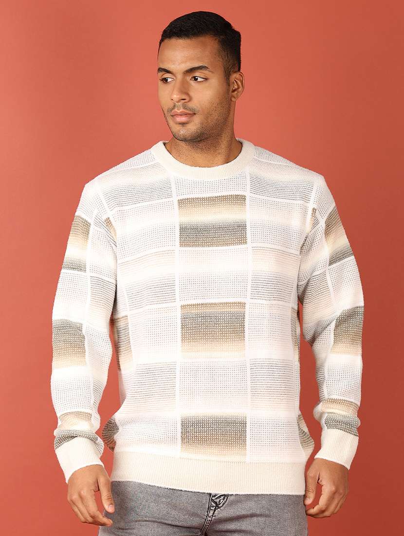 men long sleeves self design pullover