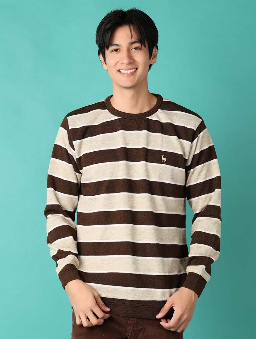 men long sleeves striped pullover
