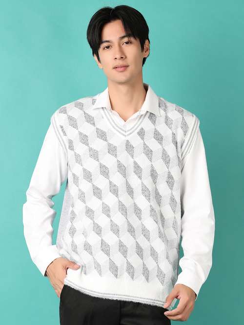 men v-neck self design pullover - 21533602 -  Standard Image - 0