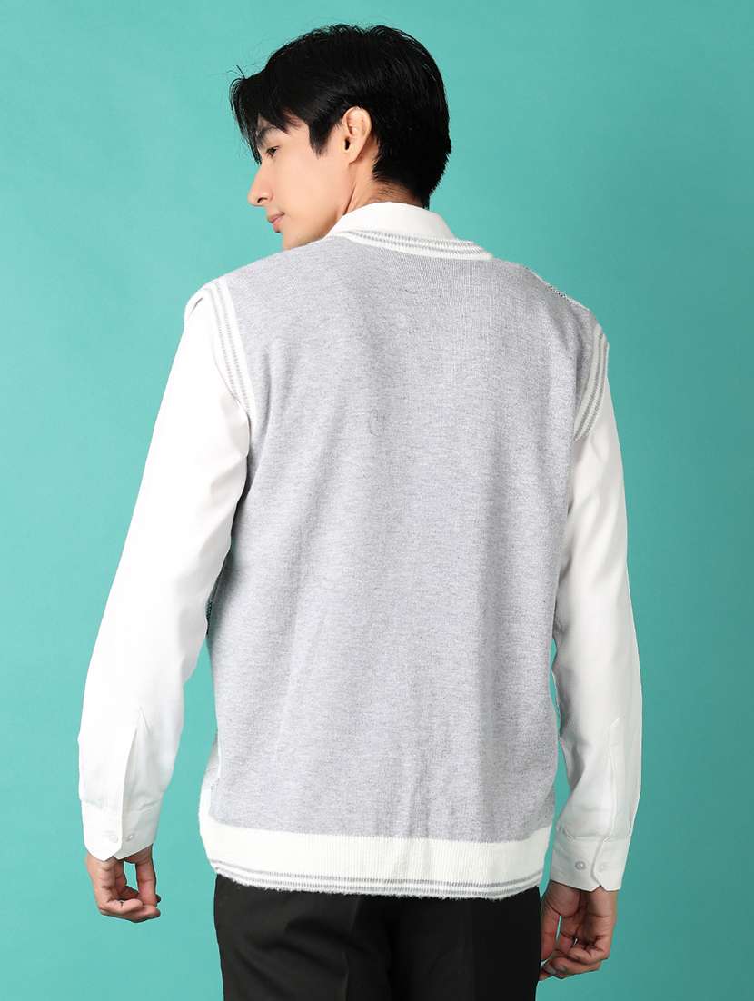 men v-neck self design pullover - 21533602 -  Standard Image - 3