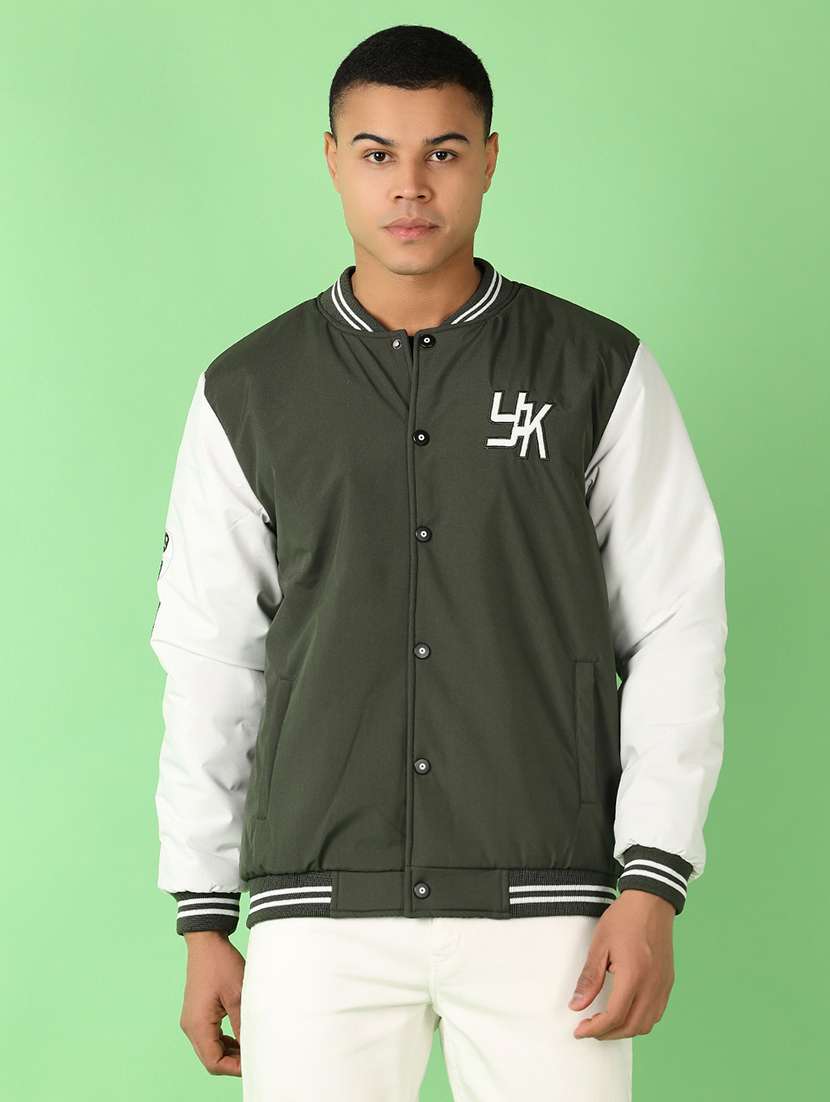 men color block long sleeve varsity jacket - 21533610 -  Zoom Image - 0