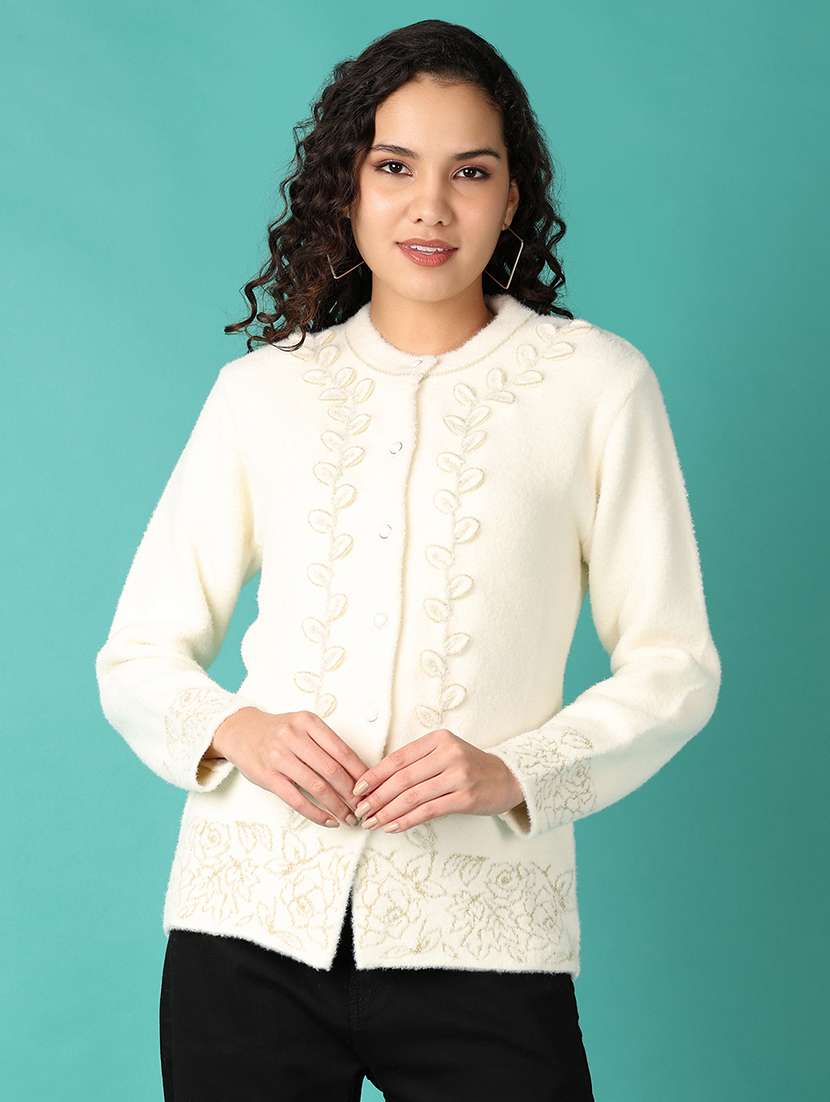 women self design long sleeve cardigan