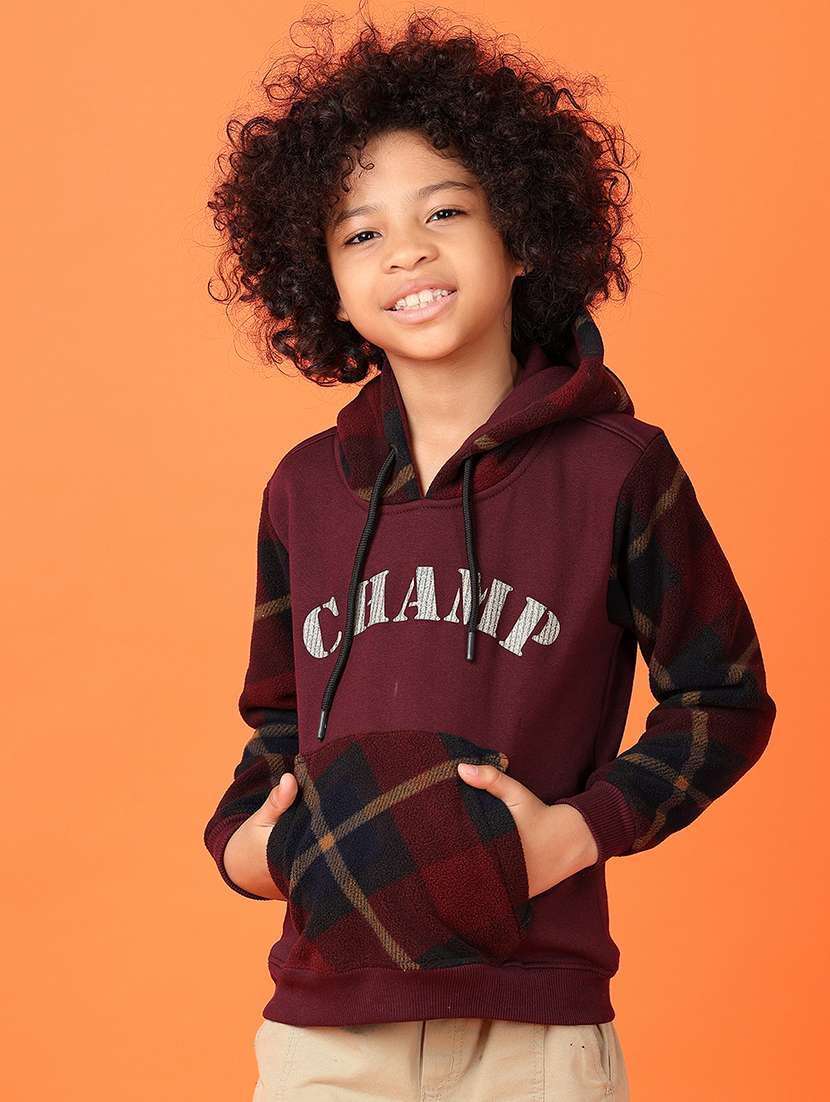 boys typographic long sleeve hooded sweatshirt