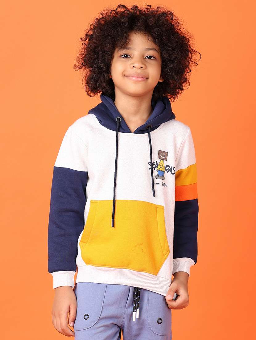 boys color block long sleeve hooded sweatshirt - 21533630 -  Zoom Image - 0